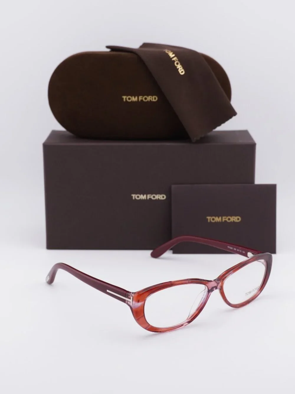 Tom Ford FT5226 068 Oval Eyeglasses - Transparent Stripped Red 54mm